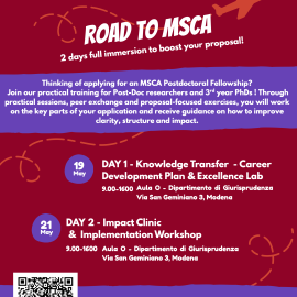 Road to MSCA: due giornate di formazione per preparare la candidatura MSCA Postdoctoral Fellowships