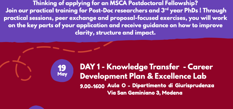Road to MSCA: due giornate di formazione per preparare la candidatura MSCA Postdoctoral Fellowships